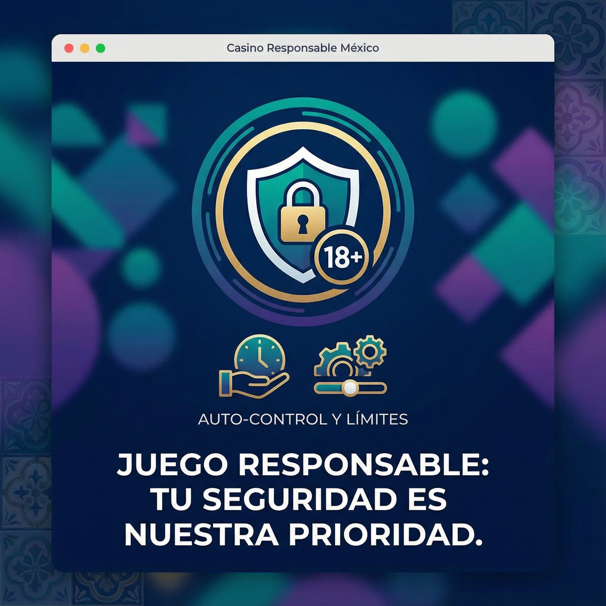Juego responsable con símbolo 18 plus y herramientas de autocontrol