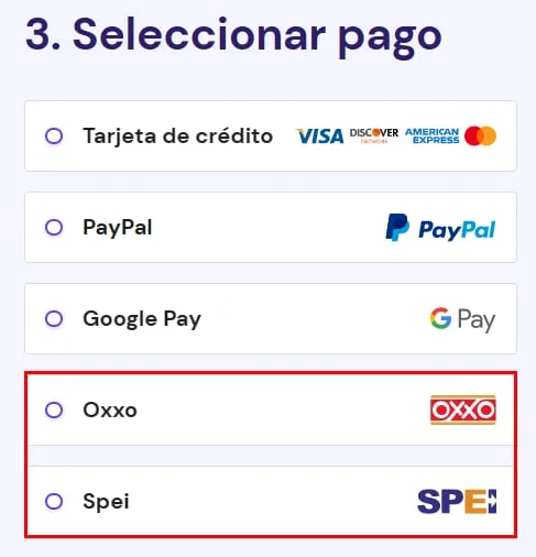 Opciones de pago con tarjetas de crédito y débito